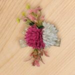 2 Flower Dahlia Bunch ( Maroon + White Colour )