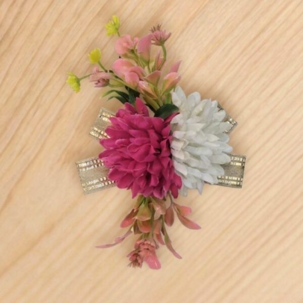 2 Flower Dahlia Bunch ( Maroon + White Colour )