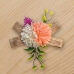 2 Flower Dahlia Bunch ( Peach + White Colour )
