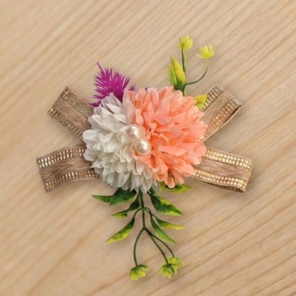 2 Flower Dahlia Bunch ( Peach + White Colour )