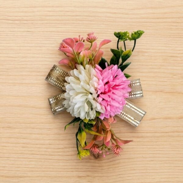 2 Flower Dahlia Bunch ( Pink + White Colour )