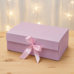 Ribbon Collapsible / Hamper Box – Pink (9 × 7 × 3 Inches) | BK-94