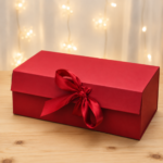 Ribbon Collapsible / Hamper Box – Red (9 × 7 × 3 Inches) | BK-94