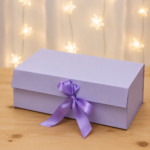 Ribbon Collapsible / Hamper Box – Lavender (9 × 7 × 3 Inches) | BK-94