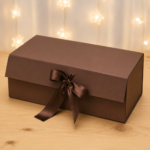 Ribbon Collapsible / Hamper Box – Brown (9 × 7 × 3 Inches) | BK-94