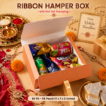 Ribbon Collapsible / Hamper Box – RB Peach (9 × 7 × 3 Inches) | BK-94 Raksha Bandhan Box - Image 2