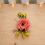 Sunflower Net Wire Ribbon Bunch Peach Colour