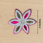 Pink & White Beaded Flower Patch ( Pack of 6 )