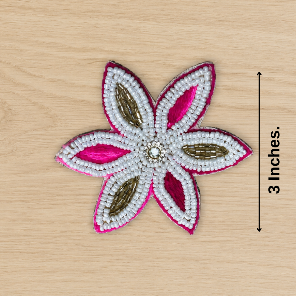Pack Of 80 Pices. - 2026-07-30T182650.387 Pink & White Beaded Flower Patch ( Pack of 6 ) - Image 1