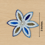 Blue & White Beaded Flower Patch ( Pack of 6 )