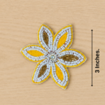 Yellow & White Beaded Flower Patch ( Pack of 6 )