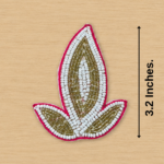 Pink & White Beaded Diya Patch ( Pack of 6 )