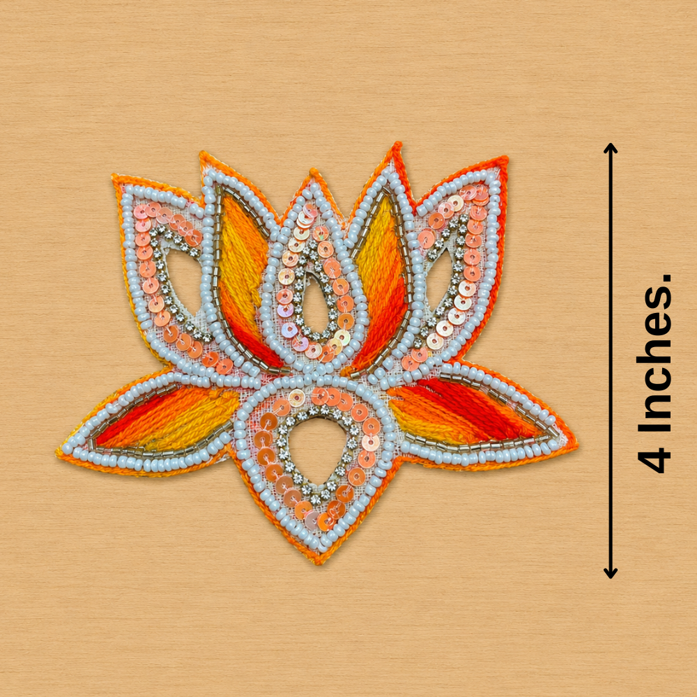 Pack Of 80 Pices. - 2026-07-31T163202.595 Orange & Yellow Beaded Lotus Patch ( Pack of 6 ) - Image 1