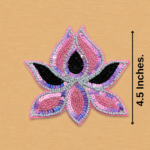 Pink & Black Beaded Lotus Patch ( Pack of 6 )