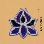 Purple & Black Beaded Lotus Patch ( Pack of 6 )