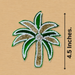 Green & Gold Floral Beaded Patch ( Pack of 6 )