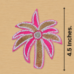 Pink & Gold Floral Beaded Patch ( Pack of 6 )