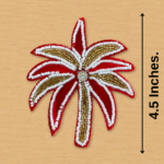 Red & Gold Floral Beaded Patch ( Pack of 6 )