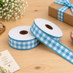 Checks Ribbon Blue ( 18 Meters. )