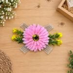 Sunflower Net Wire Silver Ribbon Bunch Pink Colour