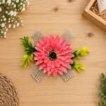Sunflower Net Wire Silver Ribbon Bunch Peach Colour