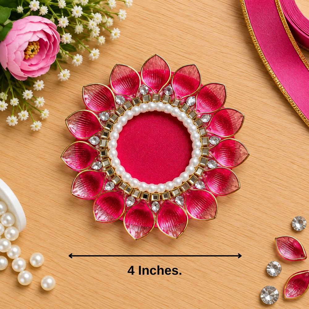 Patches SS Hamper (12) Candle Tea Light Holder 4 Rani Pink ( Pack Of 3 ) - Image 1
