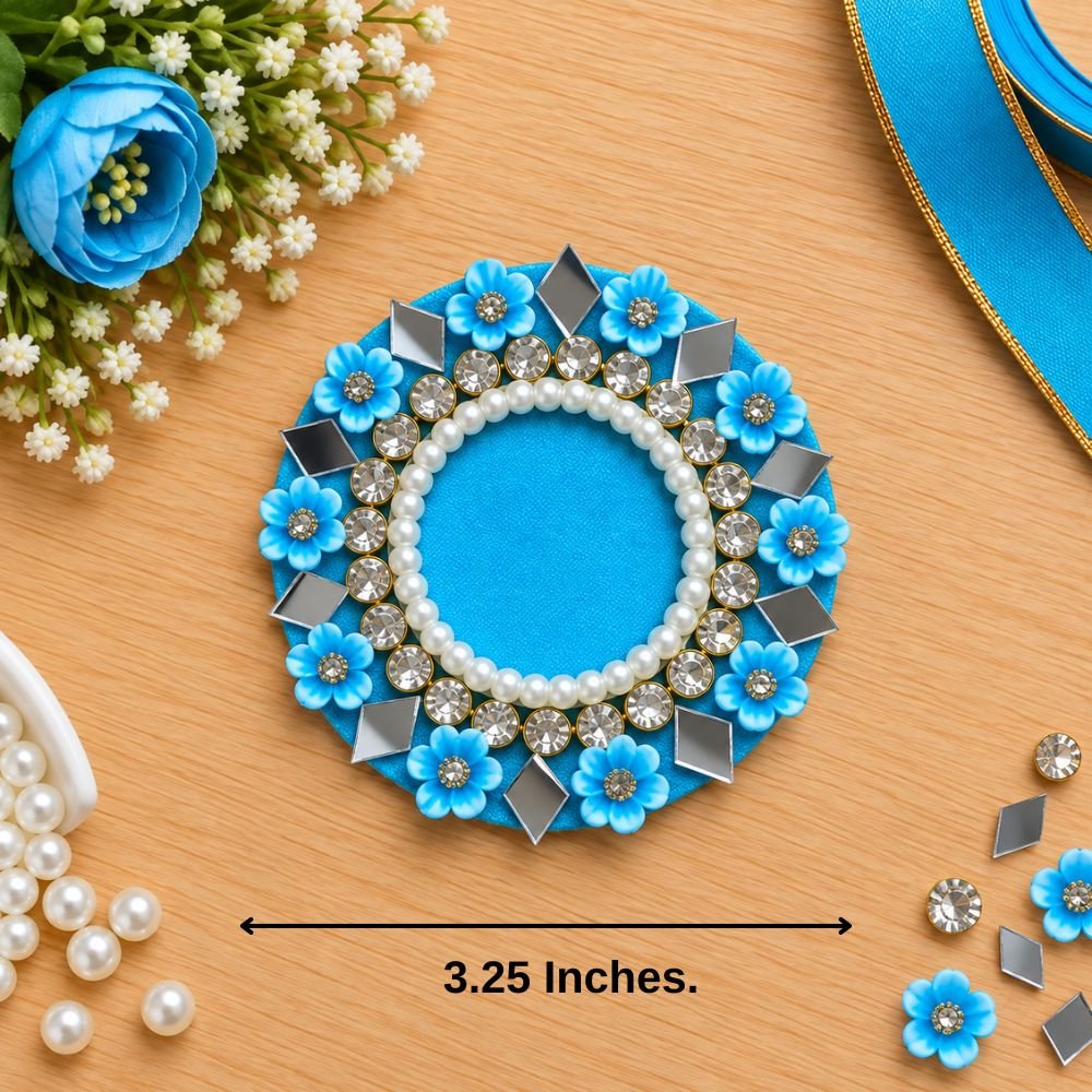 Patches SS Hamper (7) Candle Tea Light Holder 3 Blue ( Pack Of 3 ) - Image 1