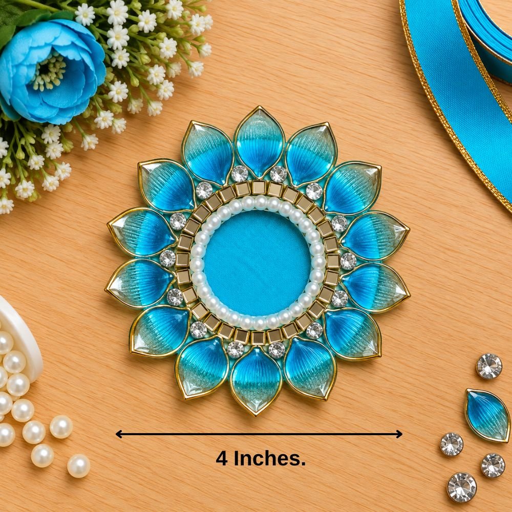 Patches SS Hamper (9) Candle Tea Light Holder 4 Blue ( Pack Of 3 ) - Image 1
